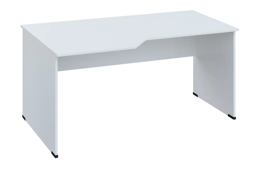 EZL 18 - 166 stůl kancelářský, rohový, levý, dřevěná podnož, deska 18 mm, široký 1600 mm, bílá